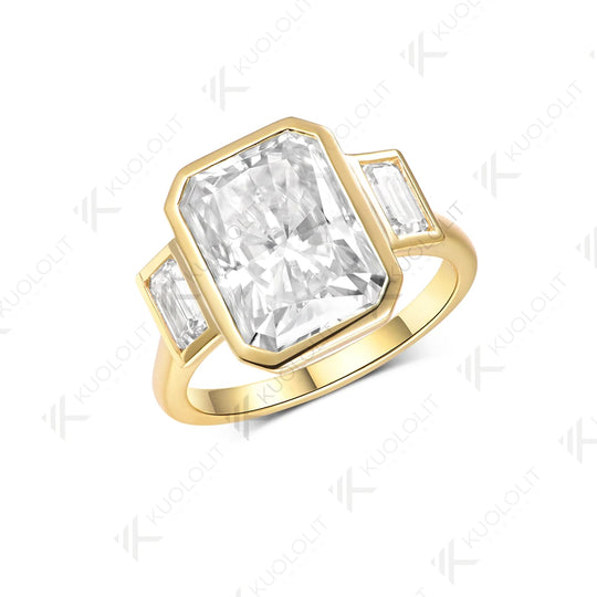 Kuololit 6CT Radiant Cut Moissanite for Women Solid 14K 10K Yellow Gold Engagement Ring for Christmas Gifts Party Anniversary