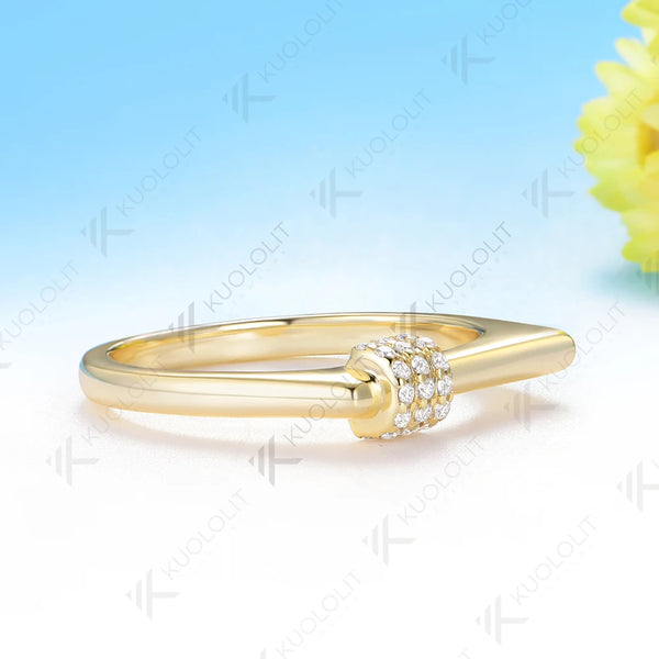 Kuololit 0.11CTW Moissanite Band Ring for Women Solid 14K 10K 585 Yellow Gold Wedding Band for Christmas Gifts Anniversary New