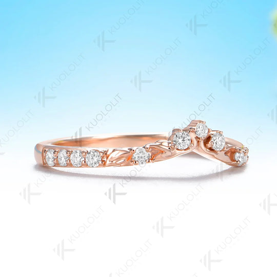 Kuololit 0.2CTW Moissanite Custom Band Ring for Women Solid 14K 10K 585 Yellow Gold Match Engagement Wedding Band for Christmas