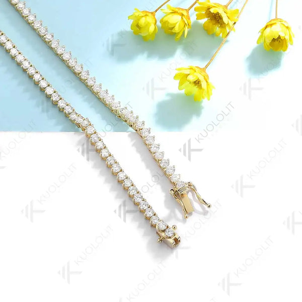 Kuololit 8CTW Moissanite Graduated Tennis Necklace for Women Solid 18K 14K 10K Gold  for Anniversary Engagement Christmas Gifts