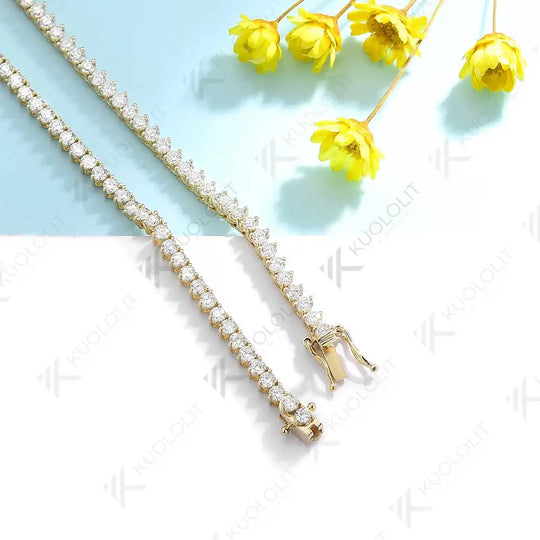 Kuololit 8CTW Moissanite Graduated Tennis Necklace for Women Solid 18K 14K 10K Gold  for Anniversary Engagement Christmas Gifts