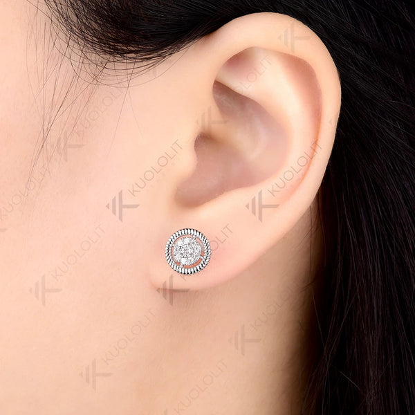 Kuololit 0.25CTW Lab Grown Diamonds Custom Stud Earrings for Women Solid 14K10K 585 Yellow Gold Stud Earrings for Christmas Gift