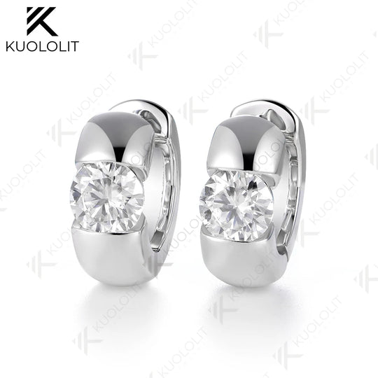 Kuololit 2CTW IGI Lab Grown Diamonds Custom Hoop Earrings for Women Solid 14K 10K Yellow Gold Engagement Ring for Christmas Gift