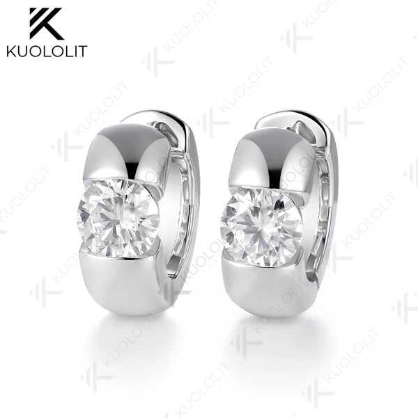 Kuololit 2CTW IGI Lab Grown Diamonds Custom Hoop Earrings for Women Solid 14K 10K Yellow Gold Engagement Ring for Christmas Gift