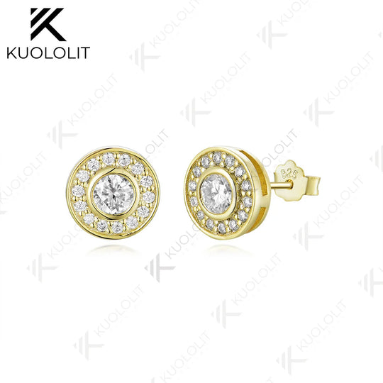 Kuololit 0.94CTW Lab Grown Diamonds Stud Earrings for Women Solid 14K 10K 585 Yellow Gold Diamond Earrings for Christmas Clssic