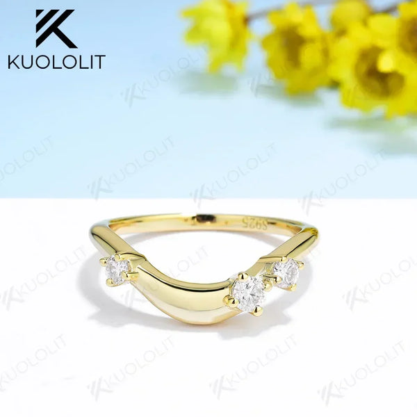 Kuololit 0.22CTW Round Cut Moissanite Rings for Women Men Solid 18K 14K 10K 925 Sliver White Gold Wedding Band for Anniversary