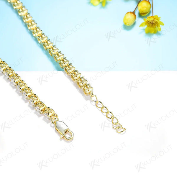 Kuololit 4.2CTW Moissanite Tennis Bracelets for Women Men 585 14K 10K Adjustable Chains for Engagement Wedding Party Christmas
