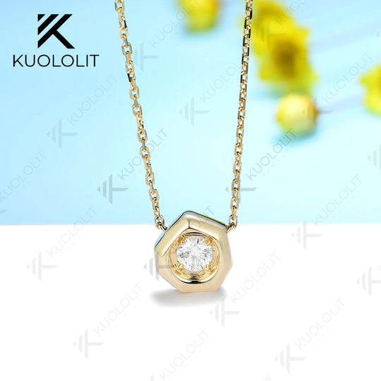 Kuololit Moissanite  Necklaces for Women Solid 925 14K 10K Gold 925 Silver Pendant Chain for Engagement Wedding Party Christmas