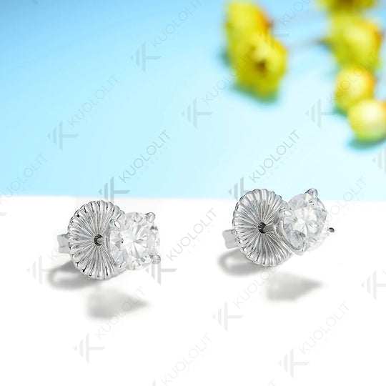 Kuololit 585 14K 2ctw Round Cut Moissanite Earring White Gold Earrings for Women Brilliant Cut D VVS Classic Earring Christmas