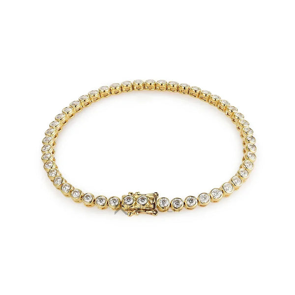 Kuololit Bezel Set Moissanite Tennis Bracelet for Women Solid 14K 10K 925silver Round D VVS1 Bracelet for Engagement Christmas