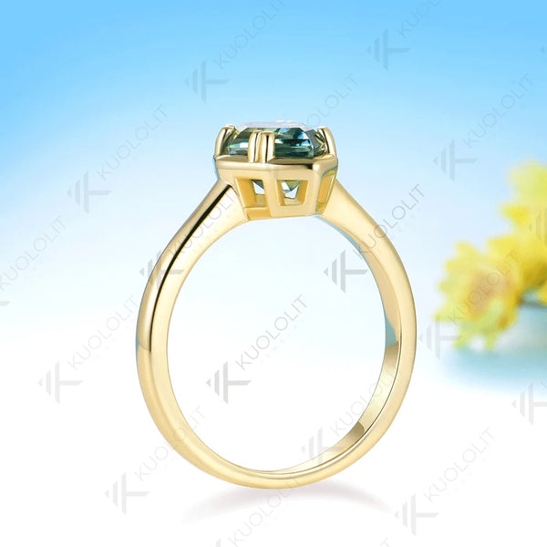 Kuololit 2CT Olive Shape Moissanite Ring for Women Solid 14K 10K 585 White Gold Prong Set Engagement Ring for Christmas Gifts