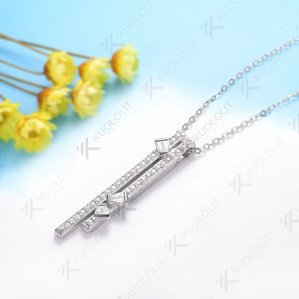 Kuololit 0.5CTW Moissanite Necklace for Women Solid 14K 10K 585 White Gold Necklace for Christmas Gifts Party Engagement