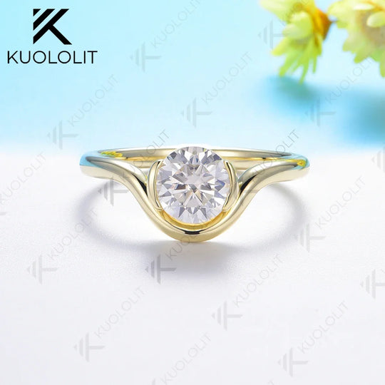 Kuololit 1.2ct Moissanite Ring for Women Solid 18K 14K 10K Gold Ring for Anniversary Engagement Gifts  Christmas Wedding