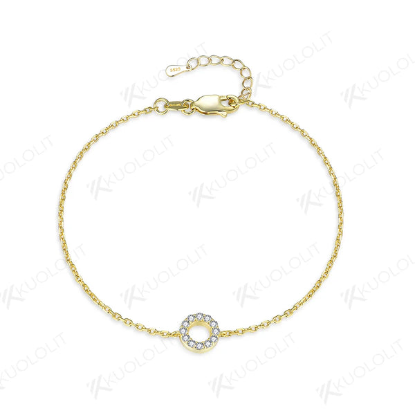 Kuololit Moissanite Bracelets for Women Men 585 18K 10K Gold Adjustable Chains Round Cut for Engagement Wedding Party Christmas\