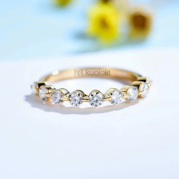 Kuololit 0.54CT Lab Diamonds Solid 18K 14K White Gold Bubble Ring for Women DEF VS Diamonds Matching Band for Engagement  Fine