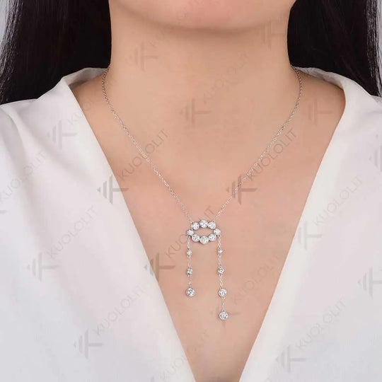 Kuololit 2.8CTW Moissanite Necklace for Women Solid 14K 10K 585 Yellow Gold Round Cut Pendant for Anniversary Christmas Gifts