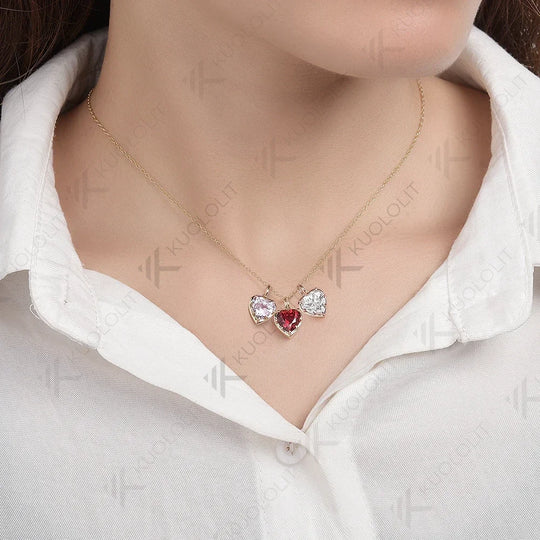 Kuololit Heart Mossanite Gemstone Pendant for Women Solid 14K 10K Gold Lab Grown Emerald Ruby Pink Padparadscha Pendant for Gift