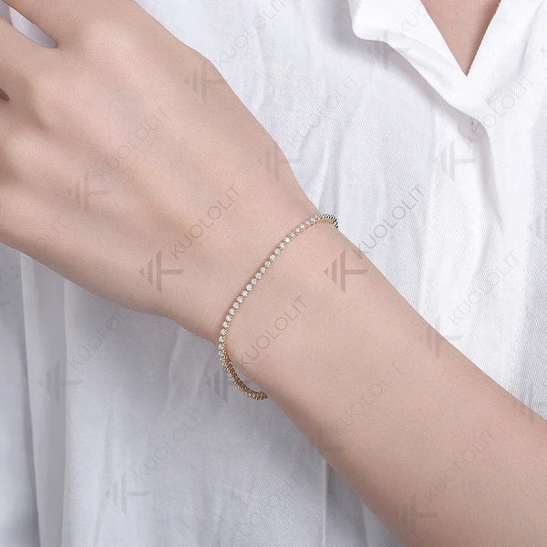 Kuololit 1.4ctw Lab Grown Diamonds Bracelets for Women Men 14K 10K 585 Solid Gold Silver Tennis Engagement Classic Christmas