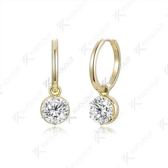 Kuololit 2.4CTW Moissanite hoop Earrings for Women Solid 18K 14K 10K 585 Yellow Gold Clip Earring for Christmas Gift