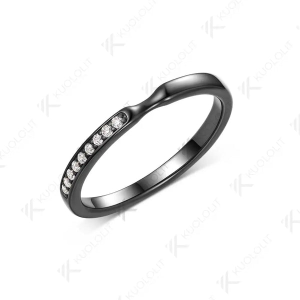 Kuololit Lab Grown Diamond Couple Ring Band Rings for Women Solid 925 Silver Black Rhodium Plated for Christmas Gift Anniversary