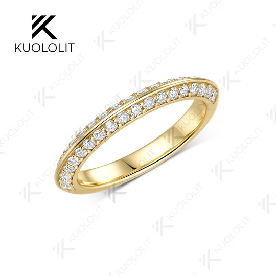 Kuololit  0.57CTW Lab Diamonds Wedding Band for Women Solid 14K 10K Yellow Gold Eternity Band Ring for Engagement Christmas