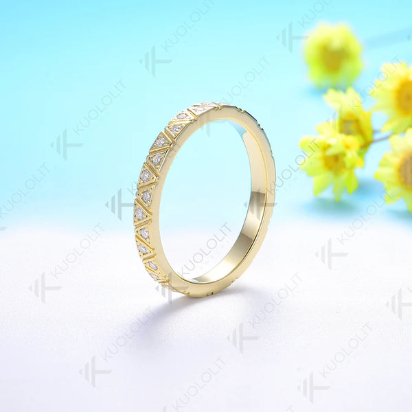 Kuololit 0.32CTW Moissanite Band for Women Men Solid 18K 14K 10K Gold Wedding Band Ring for Anniversary Engagement Gifts Party