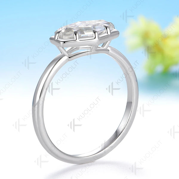 Kuololit 2CT Hexagon Moissanite Ring for Women Solid 14K 10K White Gold  Engagement Ring for Christmas Gifts Anniversary Party