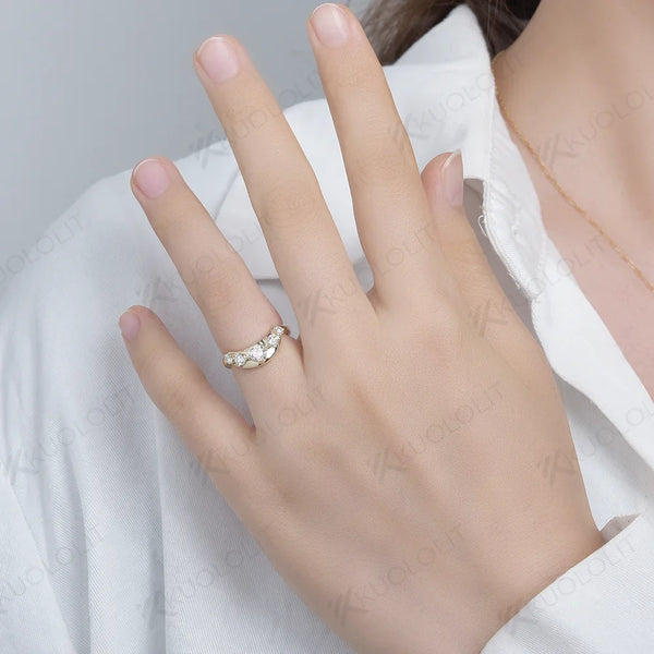 Kuololit 0.6CT Moissanite Rings for Women D/VS1 White Gold Solid18K 14K 10K Gold Enhancing Band for Engagement Wedding Classic