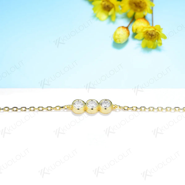 Kuololit Moissanite Bracelets for Women Men 585 18K 10K Adjustable Chains Charm Bracelets  for Engagement Party Christmas Gifts