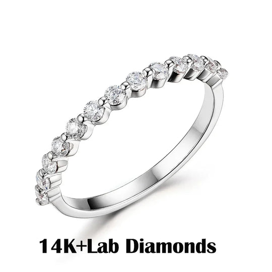 Kuololit Lab Diamonds Bubble Ring 750 18K Gold Ring for Women D/VVS Diamond  Matching Full Eternity Wedding Band Engagement Gift