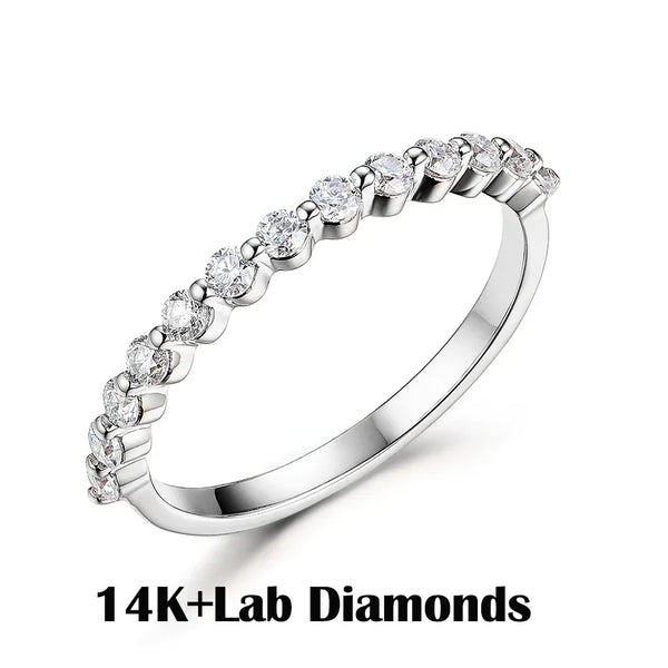Kuololit Lab Diamonds Bubble Ring 750 18K Gold Ring for Women D/VVS Diamond  Matching Full Eternity Wedding Band Engagement Gift