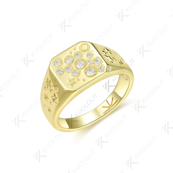 Kuololit 0.21CTW Lab Grown Dimonds Ring for Women Solid 14K 10K 585 Yellow Gold Engagement Ring for Christmas Gifts Anniversary