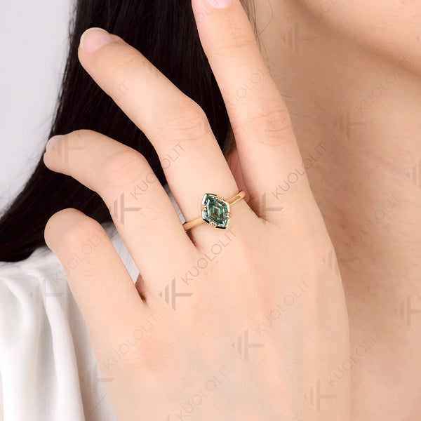 Kuololit 2CT Olive Shape Moissanite Ring for Women Solid 14K 10K 585 White Gold Prong Set Engagement Ring for Christmas Gifts