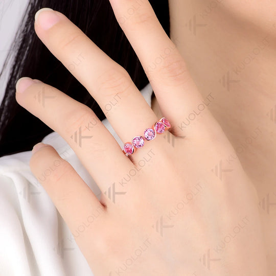 Kuololit 2CTW Lab Grown Pink Sapphire Engagement Rings for Women Solid 14K 10K 585 Rose Gold for Party Wedding Christmas Gifts