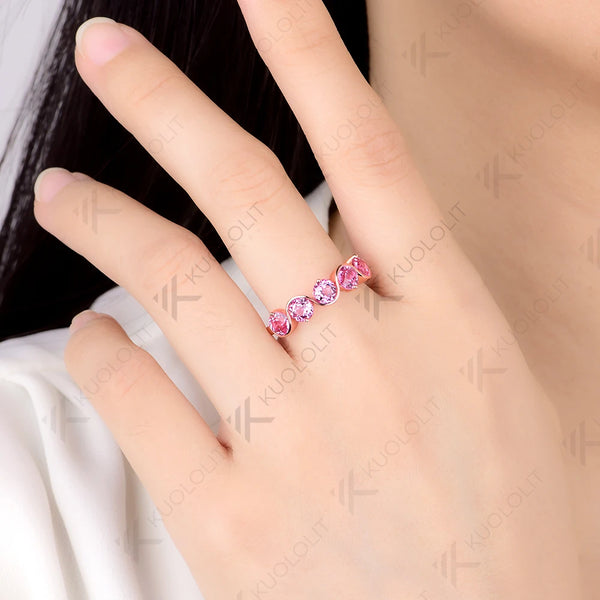 Kuololit 2CTW Lab Grown Pink Sapphire Engagement Rings for Women Solid 14K 10K 585 Rose Gold for Party Wedding Christmas Gifts
