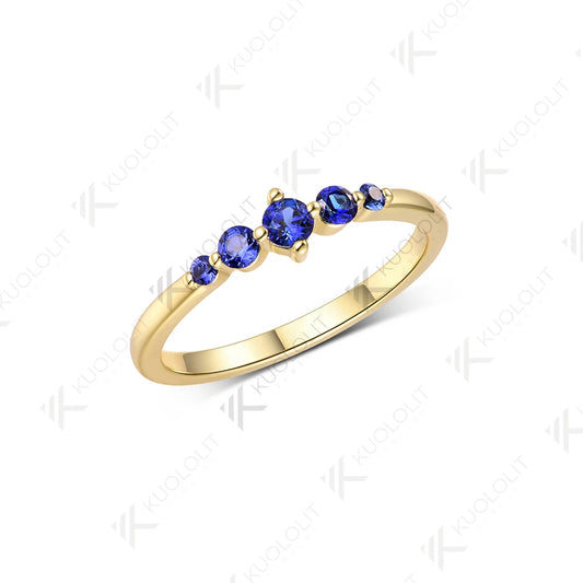 Kuololit 0.27CTW Lab Grown Blue Sapphire Ring for Men Women Solid 10K 14K Yellow Gold Engagement Ring for Christmas Gifts Party