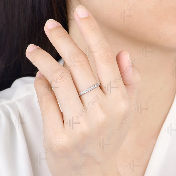 Kuololit Lab Grown Diamond Wedding Band Ring for Men Women Solid 14K10K Yellow Gold Half Eternity Band for Christmas Gift Luxury