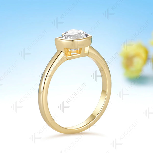 Kuololit 1.5CT Duck Moissanite Ring for Women Solid 14K 10K Yellow Gold Animal Unique Cut Engagement for Christmas Gifts Party