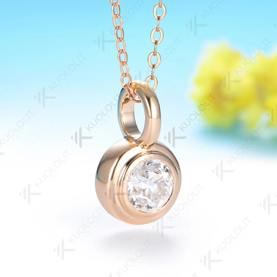 Kuololit 1CT OEC NGIC Lab Grown Diamonds Custom Necklace for Women Solid 14K 10K Rose Gold for Anniversary Christmas Gifts Party
