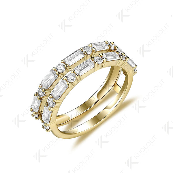 Kuololit 2ct Emerald Cut Rings for Women Men Solid 14K 10K Yellow Gold Set Ring for Wedding Luxury ENGAGEMENT Classic Christmas