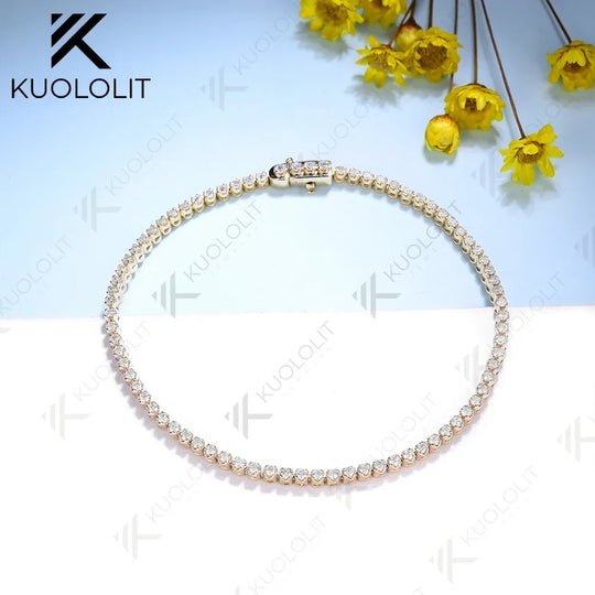Kuololit 1.4ctw Lab Grown Diamonds Bracelets for Women Men 14K 10K 585 Solid Gold Silver Tennis Engagement Classic Christmas