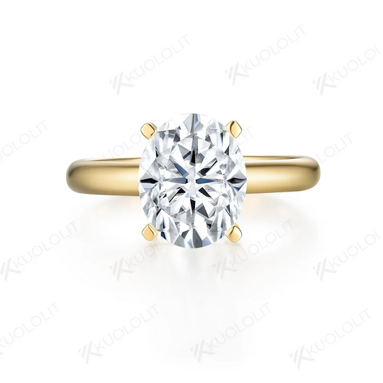Kuololit Solid 18K 14K Yellow Gold Moissanite Diamond Ring for Women 3CT Oval Cut White Gold Rings for Engagement Wedding