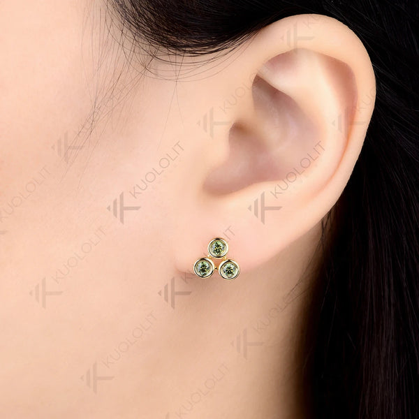 Kuololit 0.48CTW Moissanite Custom Stud Earrings for Women Solid 10K 14K 585 White Gold Stud Earrings for Classic Christmas Gift