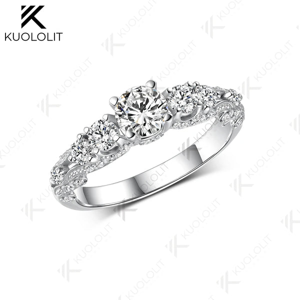 Kuololit 0.5CT Lab Grown Diamonds Ring for Women D VS1 for Women Solid 18K 14k 10K 585 White Gold for Engagement Christmas Gifts