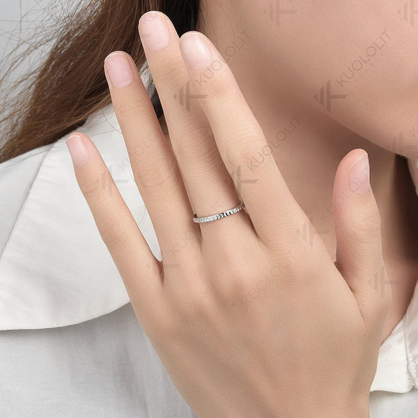 Kuololit Lab Grown Diamond Band Rings for Women Solid 14K 10K 585 White Gold for Engagement Wedding Christmas Classsic New