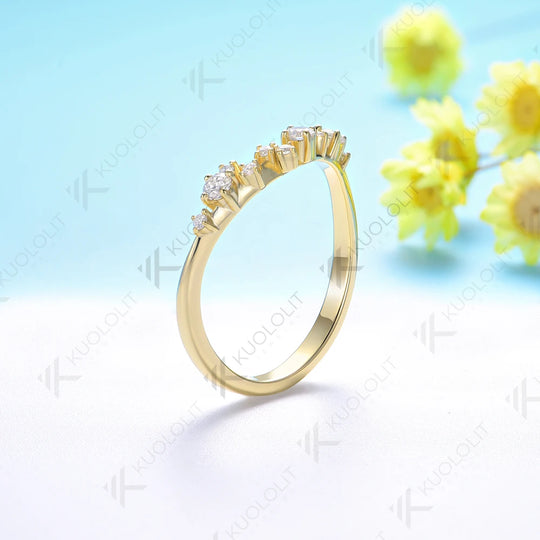 Kuololit 0.32CTW Lab Grown Diamond V Band for Women Solid 18K 14K 10K Gold Ring for Anniversary Engagement Gifts Party