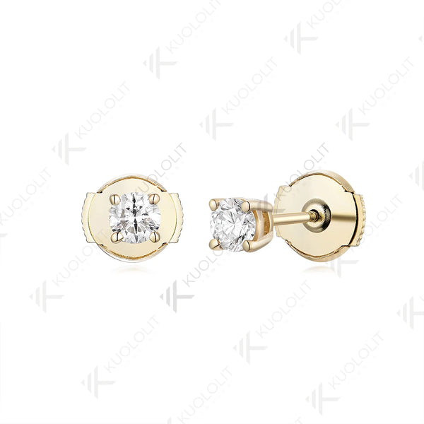 Kuololit 0.6ctw Moissanite Earrings for Women 18K 14K 10K Solid Gold Yellow Gold Silver Pousette Back Hoop for Christmas Classic