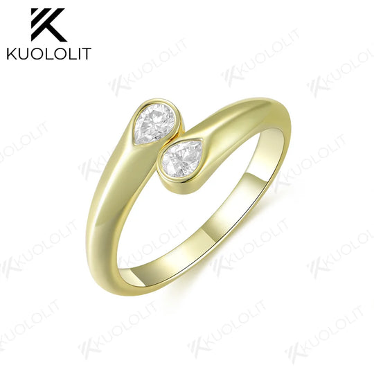 Kuololit 0.6CTW Lab Grown Diamond Engagement Ring for Women Solid 18K 14K 10K 585 Yellow Gold Wedding Band for Christmas Gift