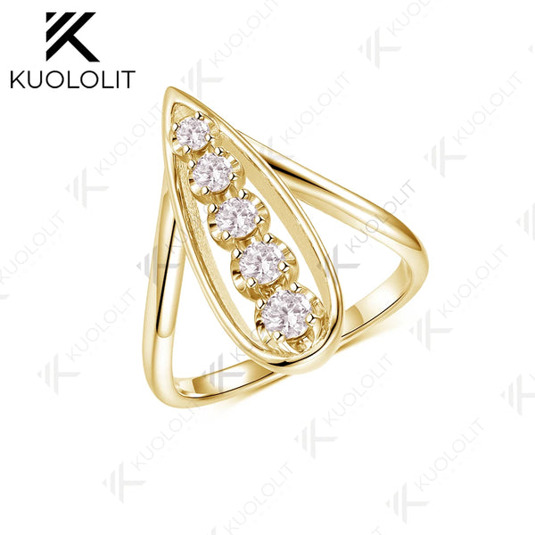 Kuololit 0.45CTW Lab Grown Diamonds Custom Ring for Women Men Solid 14K 10K 585 Yellow Gold Engagement Ring for Christmas Gifts