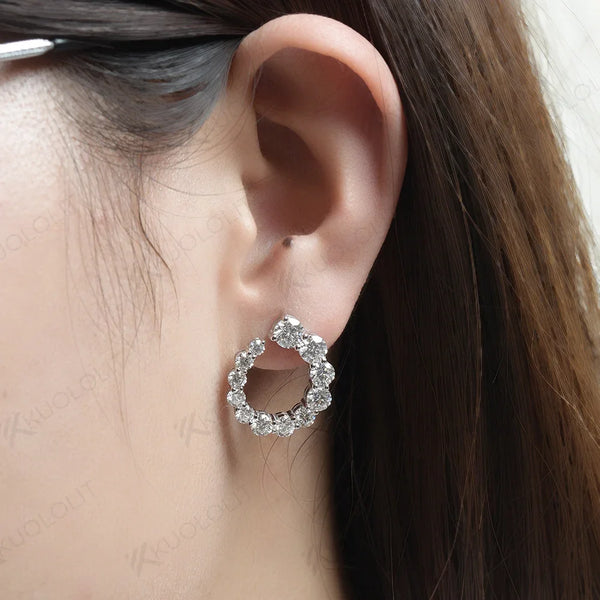 Kuololit 3.4ctw Moissanite Earrings for Women Solid 925 Sterling Silver Luxury Jewelry for Wedding Engagement Party Gift for Her